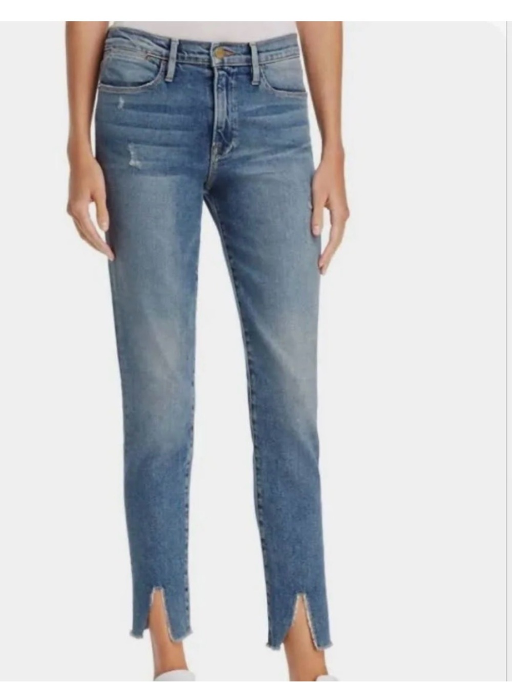 FRAME Le High Skinny Split Hem Jeans High Rise Distressed Size 26